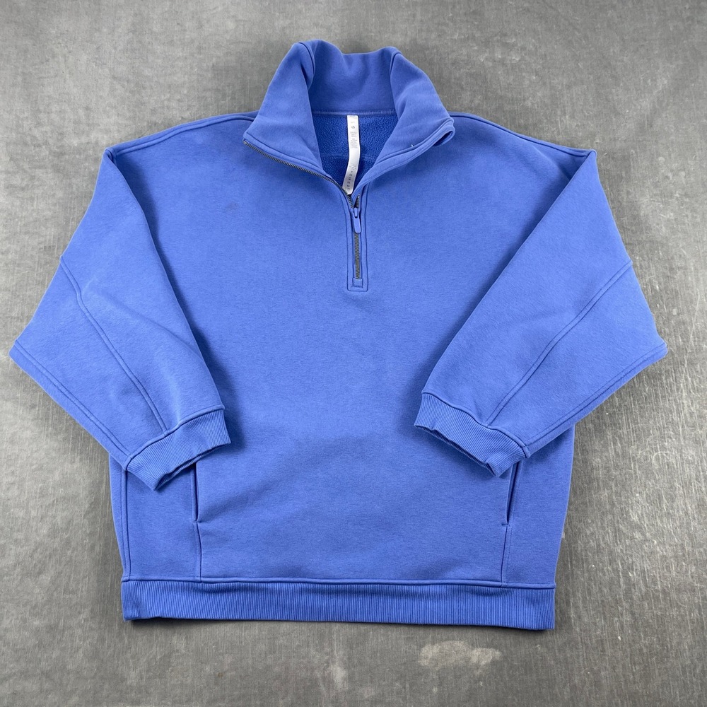 Lululemon Women M/L Blue Scuba Oversized Half-Zip Funnel Neck Pullover
